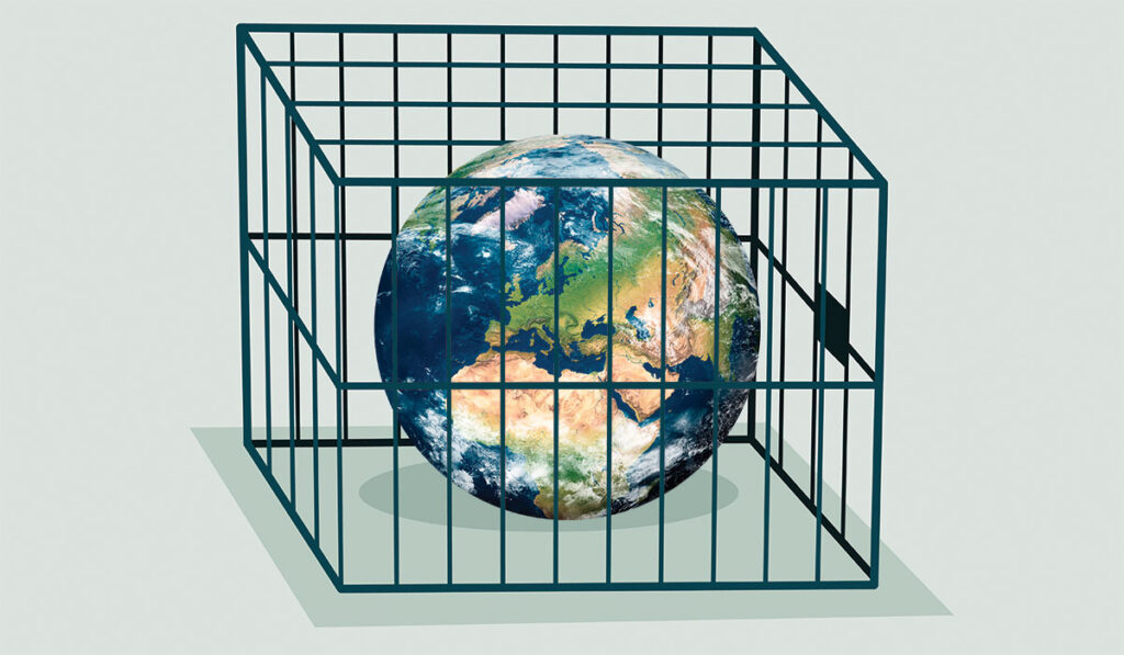 Earth trapped in a cage