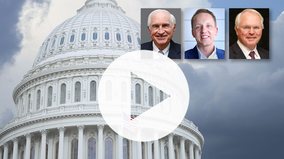 U.S Capitol building with thumbnails of webinar speakers: Earl Wright, Alex Musatov, and Chris Hill.
