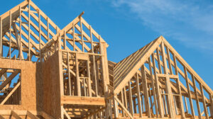 Wooden frame of house under construction