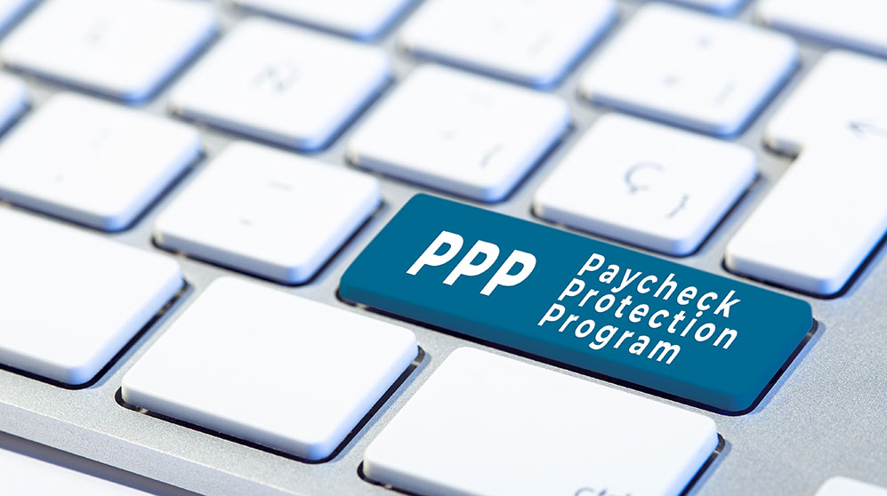 Keyboard with Shift key replaced with "PPP Paycheck Protection Program".