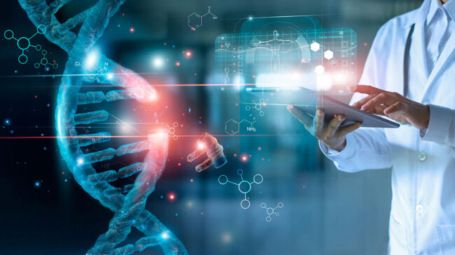 DNA strand and medical professional