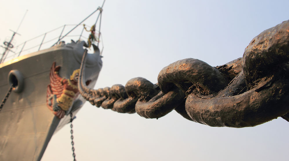 large chain for an anchor on a ship