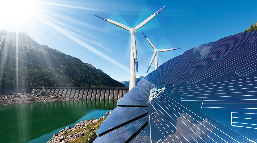 Mashup of clean technologies: water, wind, and solar.