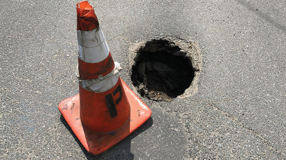 Pothole in the road