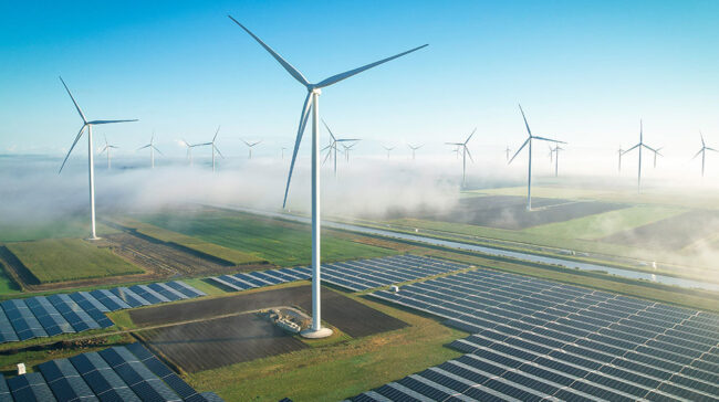 large solar and wind farm