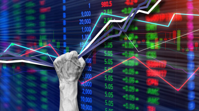 person holding down lines from stock market