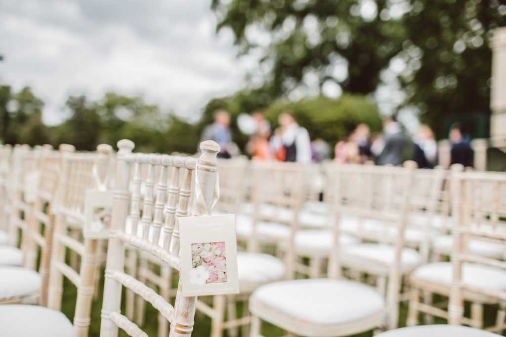 Wedding chairs set up for ceremony