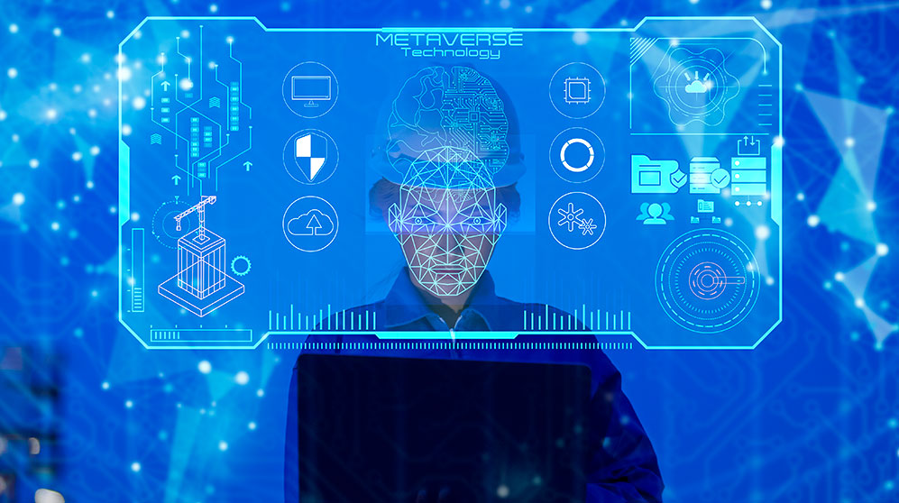 Futuristic person viewing transparent digital dashboard