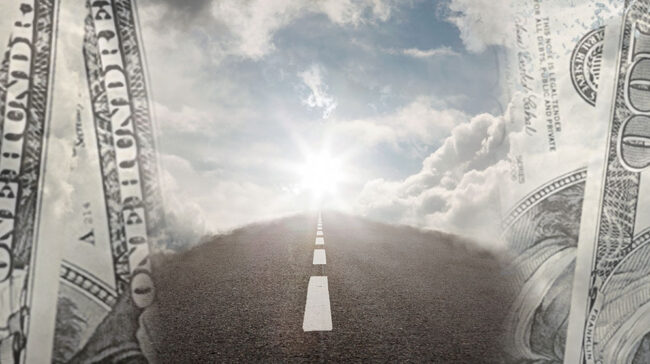 road with US Money on each side