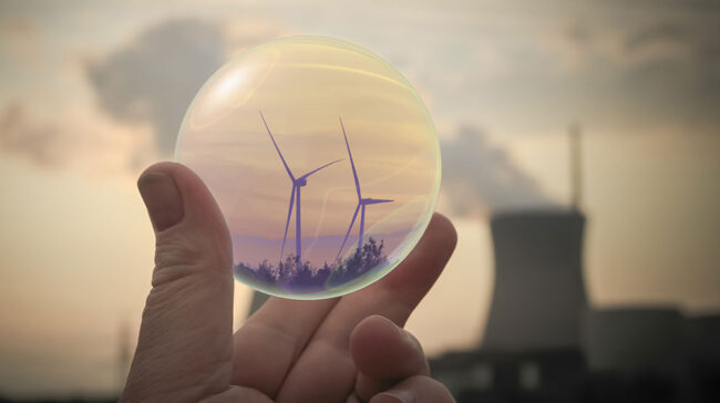 Image showing renewable energy in front of the traditional fossil fuels and nuclear power