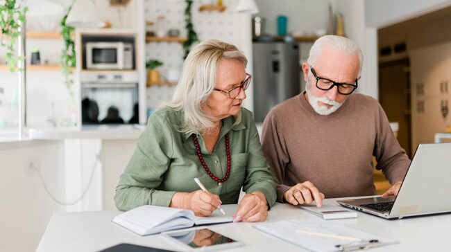 Couple working on their taxes