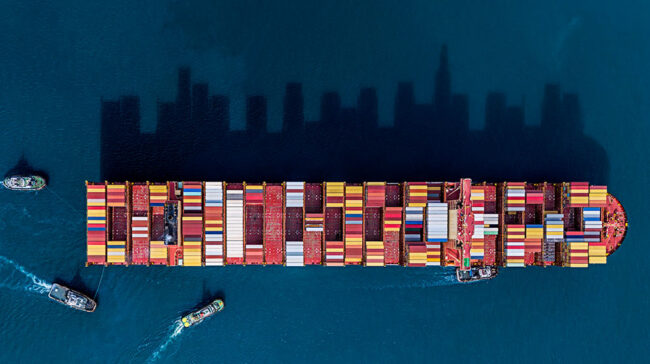 Photo of shipping containers on a ship