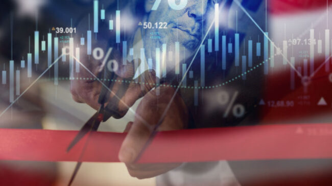 Photo collage of cutting red tape