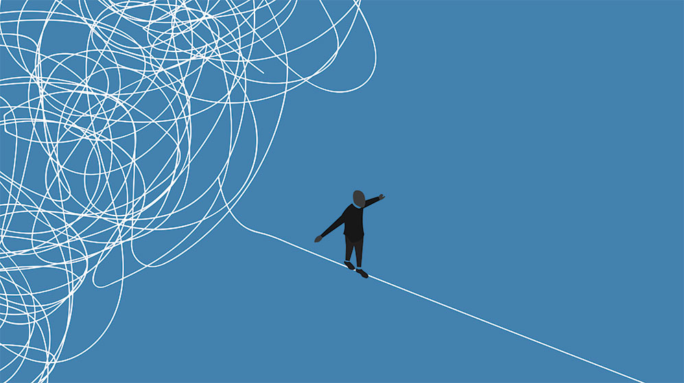 Person trying to escape chaos