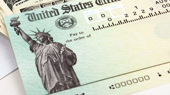 Photo of a paper refund check