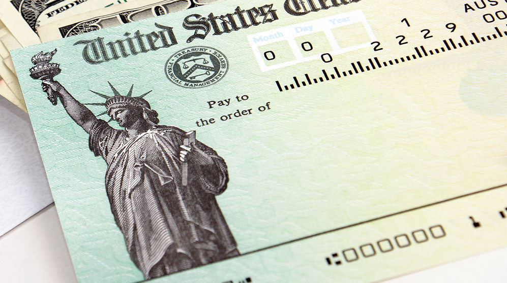 Photo of a paper refund check