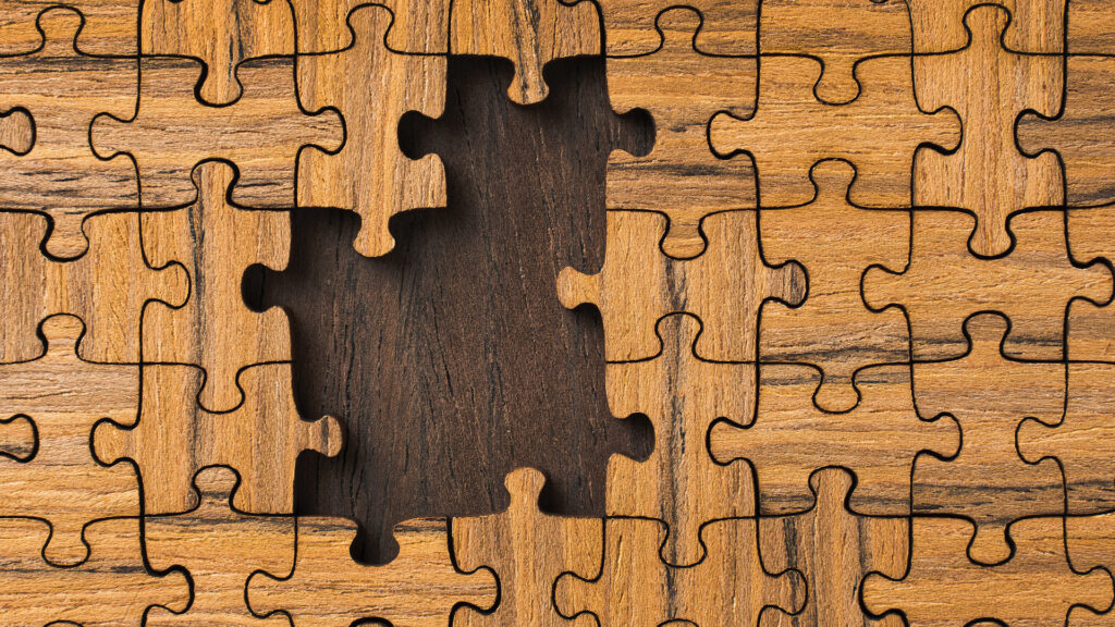 A puzzle missing pieces