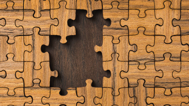 A puzzle missing pieces