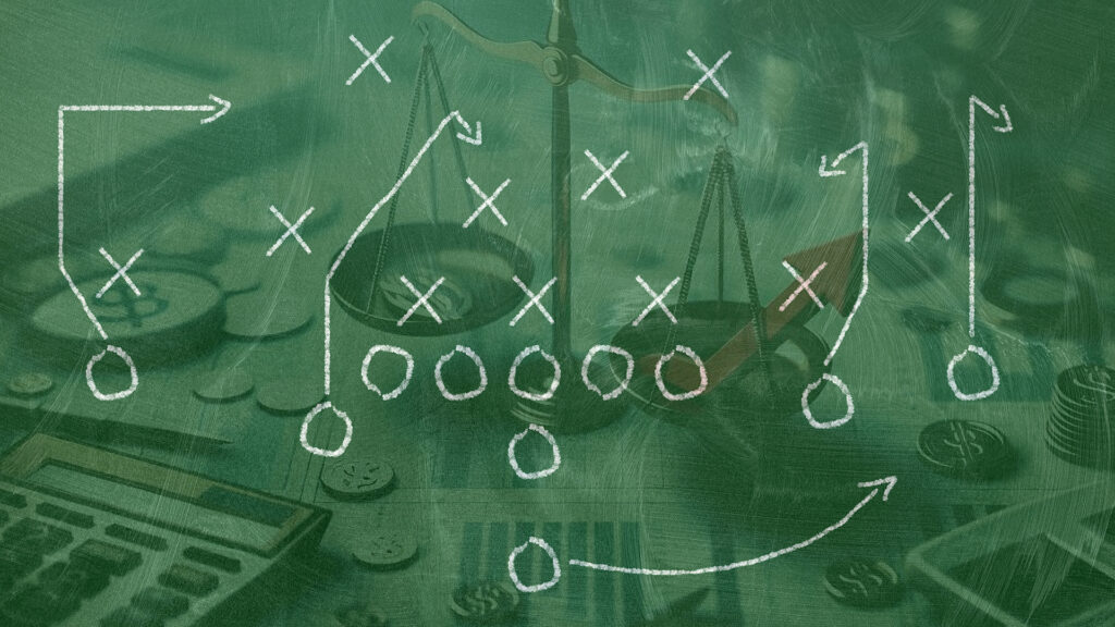 Photo of Football playbook on chalkboard