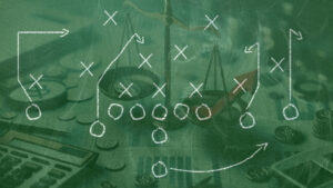 Photo of Football playbook on chalkboard