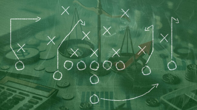 Photo of Football playbook on chalkboard