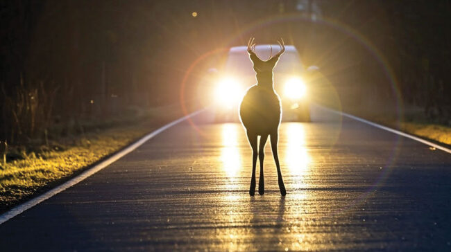 Image of a deer in headlights
