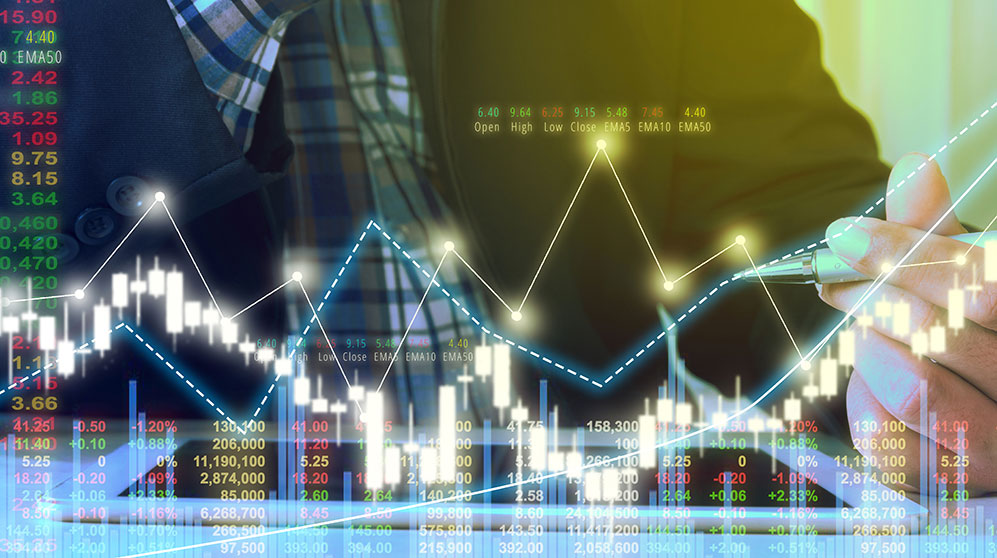 Merged photo of financial images