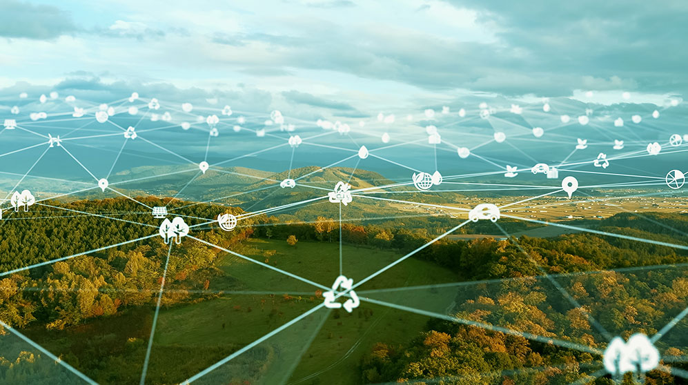 Photo collage of climate-technology