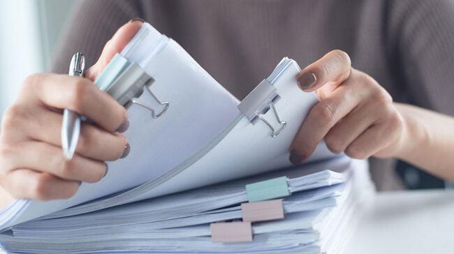 Photo of tax paperwork