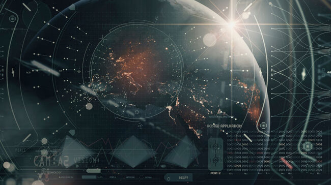Photo collage of AI and space